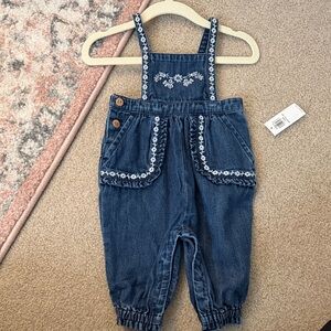 NWT Old Navy Denim Overalls with Floral Embroidery